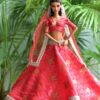 Red and gold festive lehenga for Barbie doll