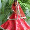 Red and gold festive lehenga for Barbie doll