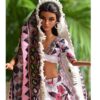 Embroidered cotton lehenga for Barbie doll