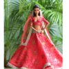 Red and gold festive lehenga for Barbie doll
