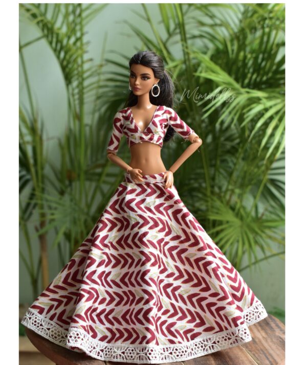 Printed cotton lehenga for Barbie doll