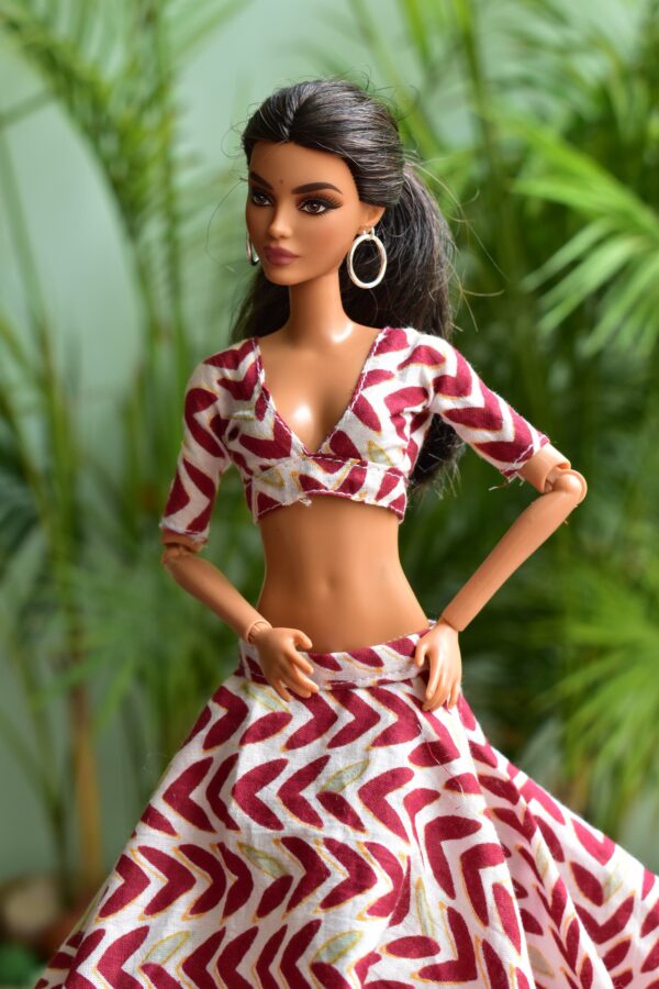 Printed cotton lehenga for Barbie doll
