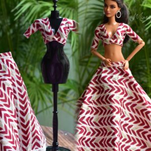 Printed cotton lehenga for Barbie doll