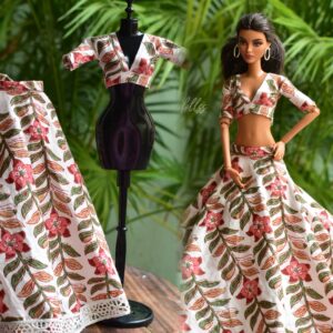 Printed cotton lehenga for Barbie doll