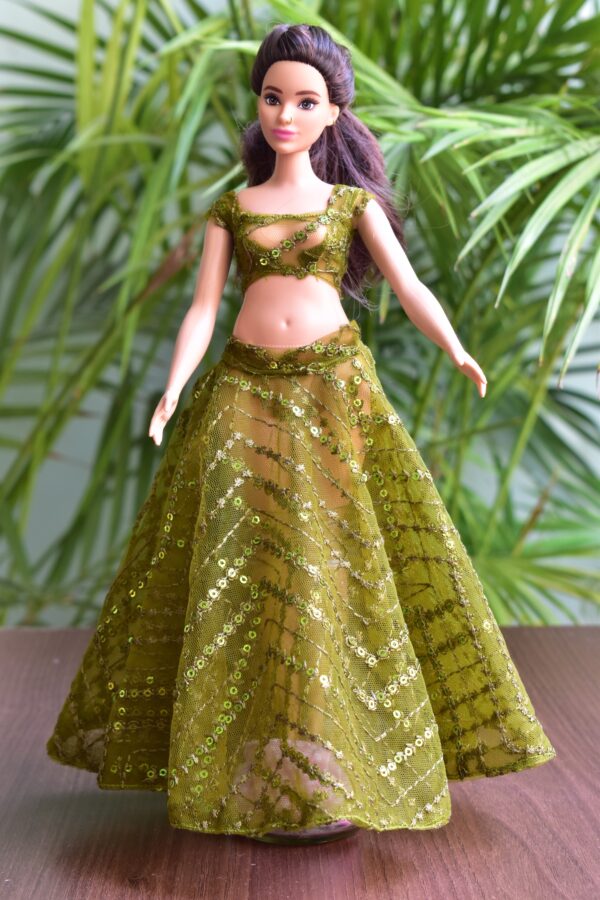 Indian lehenga for curvy Barbie doll (set of 2)