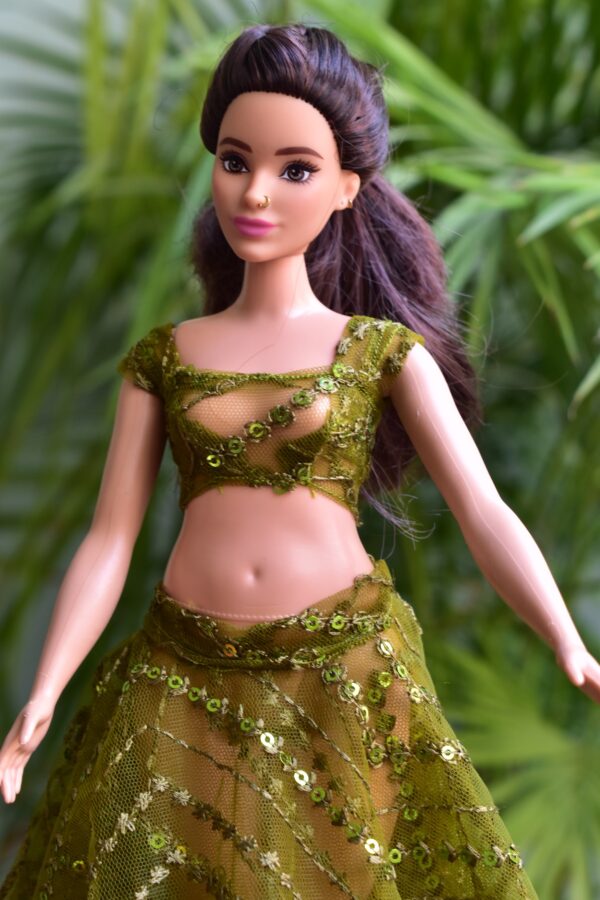 Indian lehenga for curvy Barbie doll (set of 2)