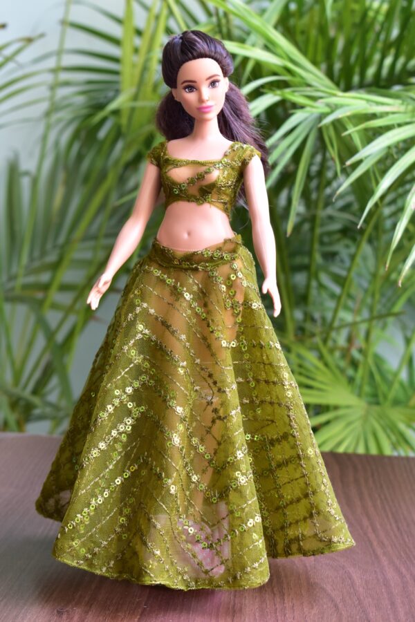 Indian lehenga for curvy Barbie doll (set of 2)