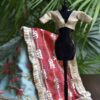 Embroidered teal and red bridal lehenga for Barbie doll