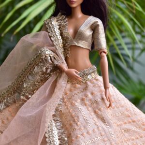 Embroidered festive lehenga for Barbie doll