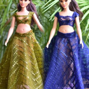 Indian lehenga for curvy Barbie doll (set of 2)