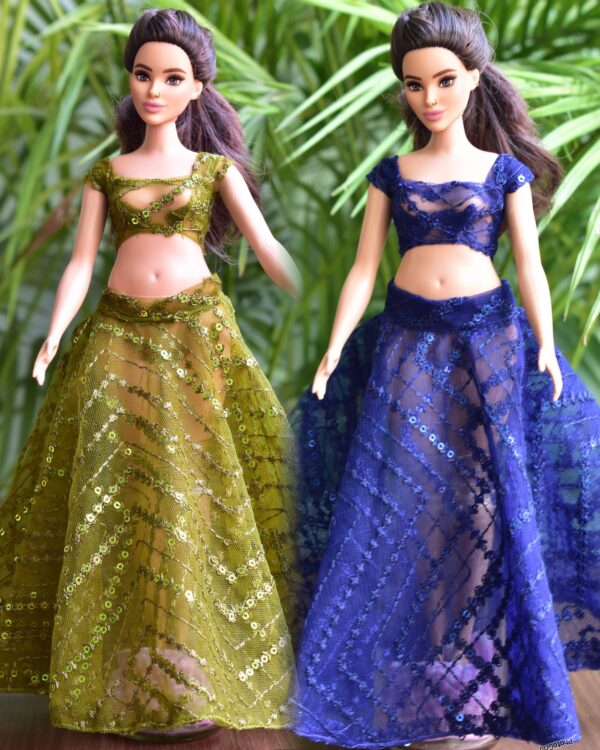 Indian lehenga for curvy Barbie doll (set of 2)