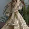 Embroidered gold lehenga for Barbie doll