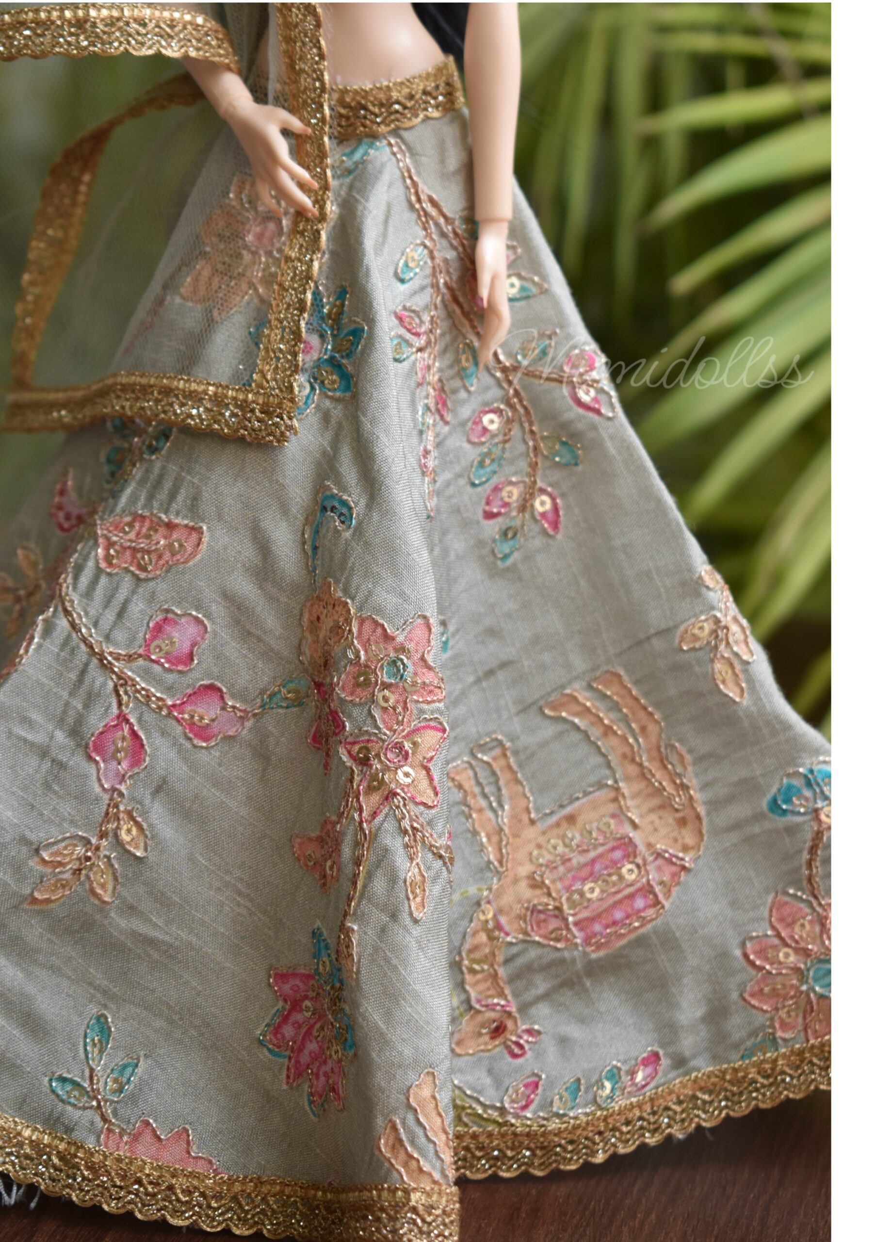 Nisha doll (embroidered baby blue lehenga with accessories) - Image 8