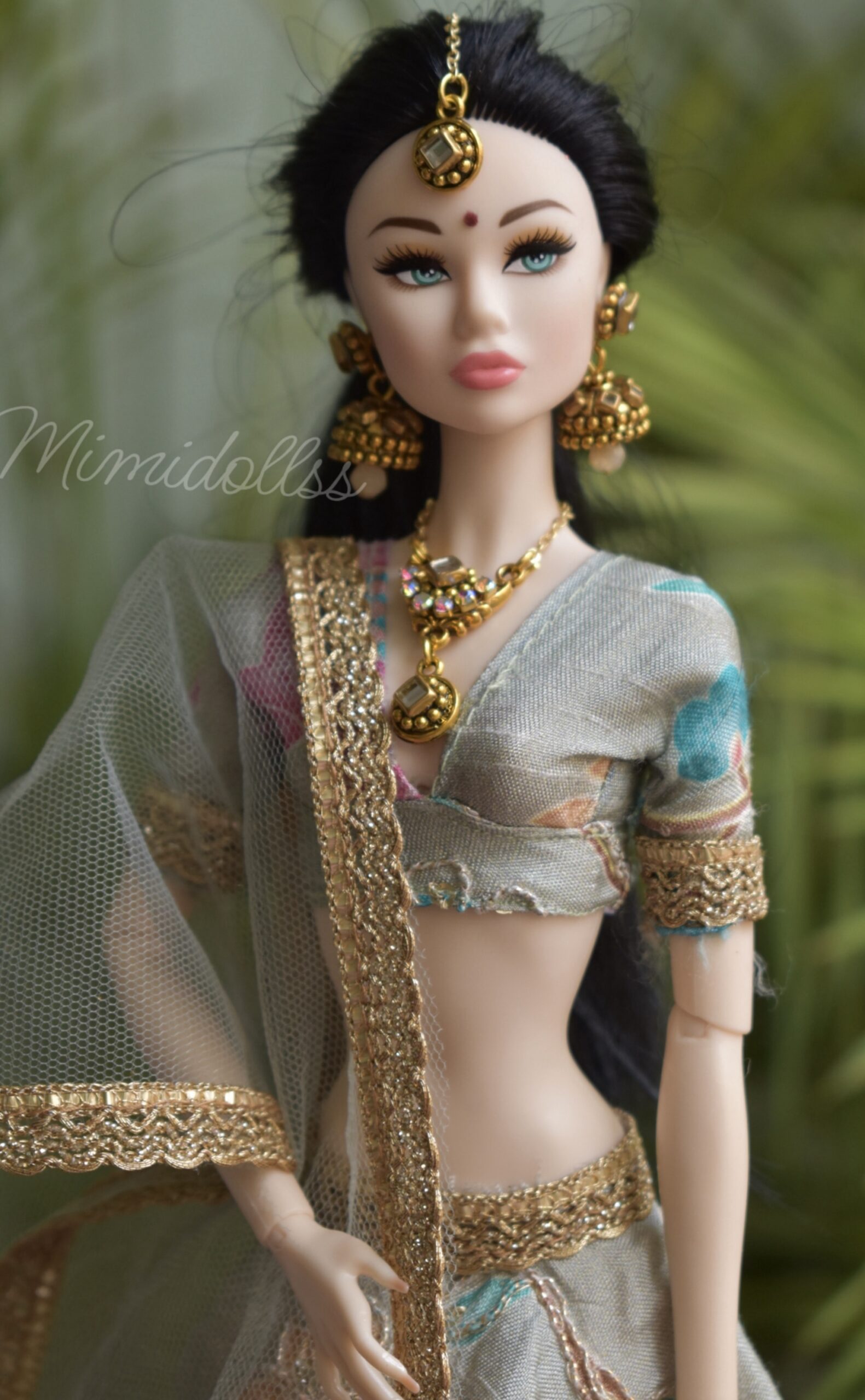 Nisha doll (embroidered baby blue lehenga with accessories) - Image 3