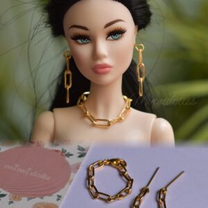 Gold jewellery set for dolls (set of 5)