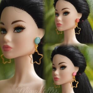 Star hoop earrings for dolls (set of 9)