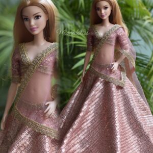 Pink sequins lehenga for doll