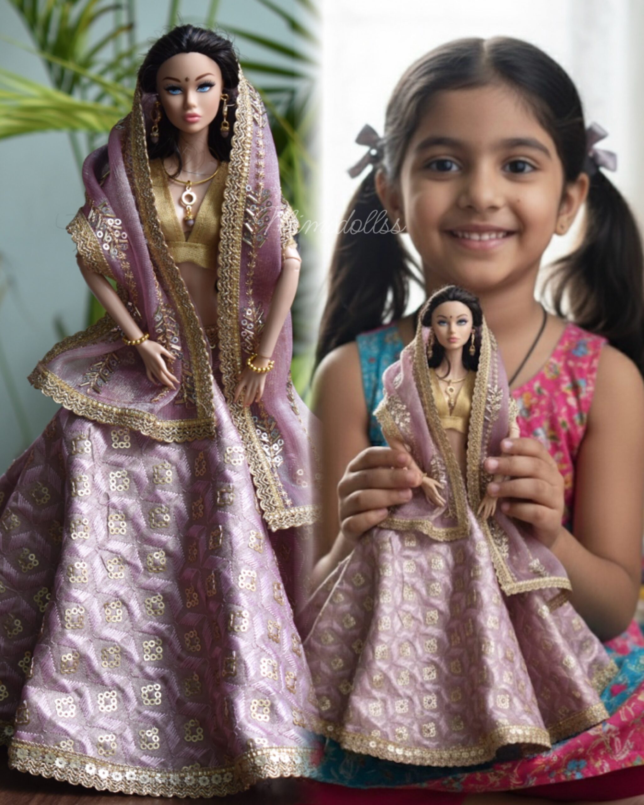 Simran Doll (embroidered lilac lehenga) - Image 2