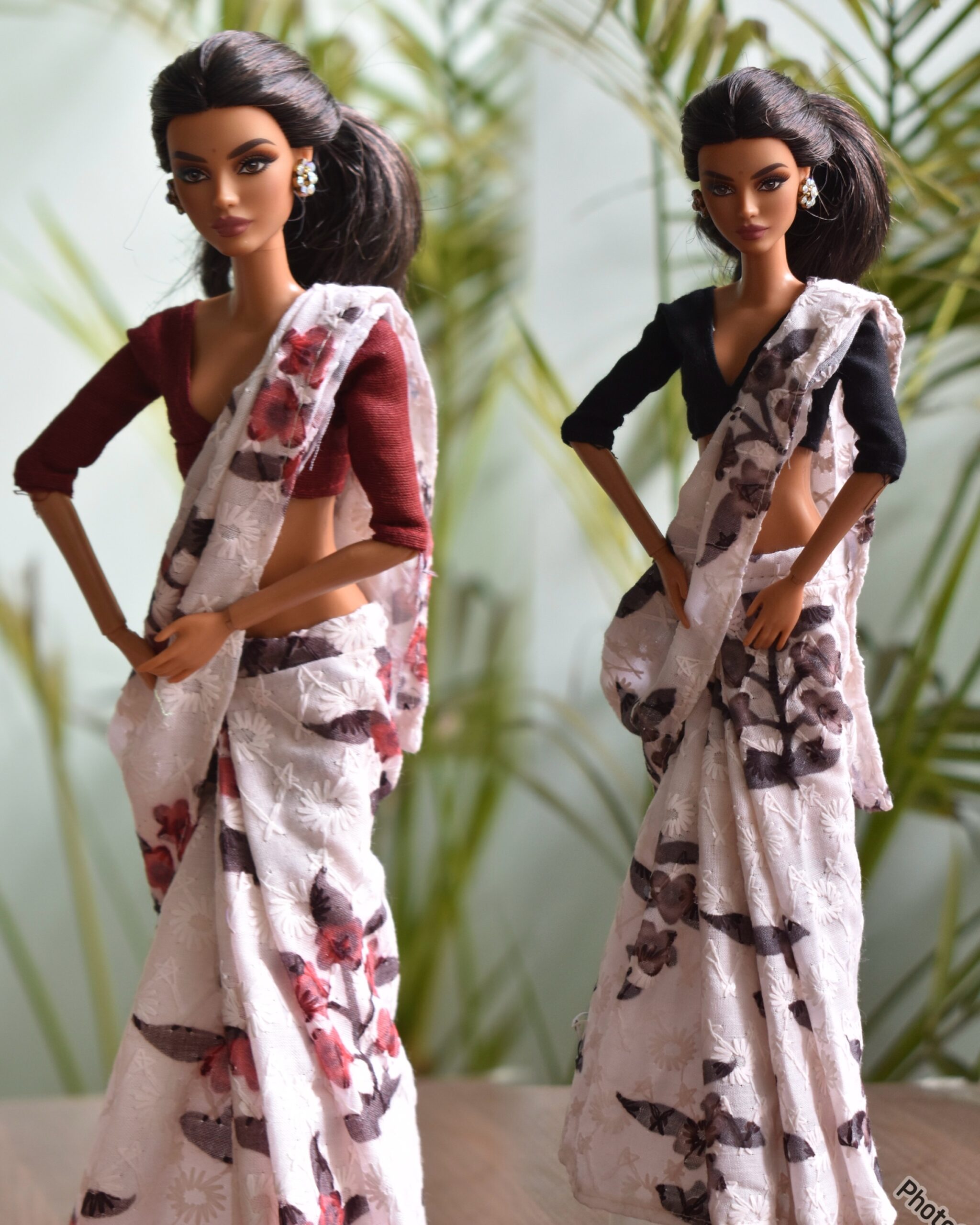 A set of 2 Indian sarees for Barbie doll with accessories