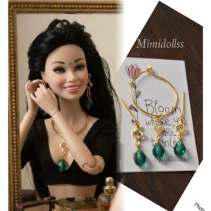 Teal and gold jewellery for dolls