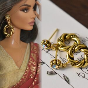 Embellished gold hoop earrings for dolls (set of 2)