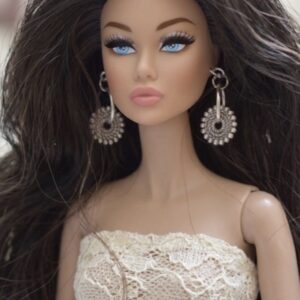 Vintage silver hoop earrings for dolls (set of 2)