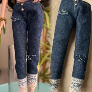 Blue short denim jeans for dolls