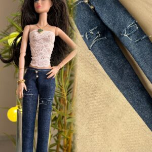 Blue distressed denim jeans for dolls