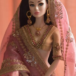 Pink bridal saree for Doll