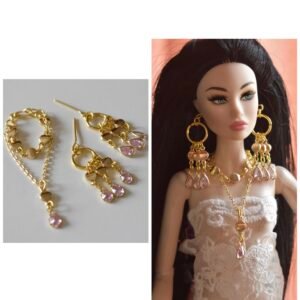 Gold and pink statement jewelry set for dolls