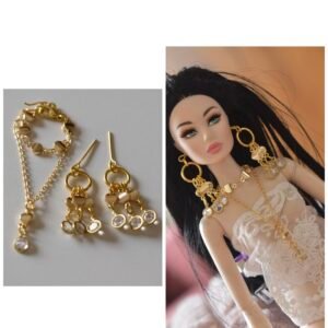 Gold and white statement jewelry set for dolls