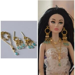Gold and teal statement jewelry set for dolls
