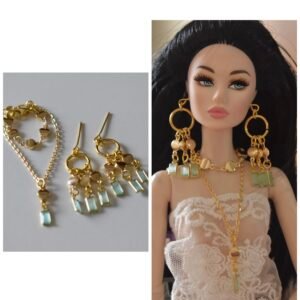 Gold and teal statement jewelry set for dolls